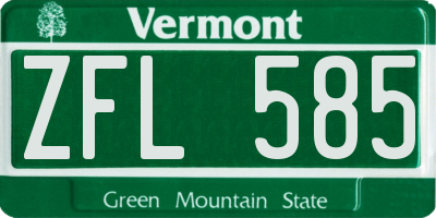 VT license plate ZFL585
