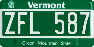 VT license plate ZFL587