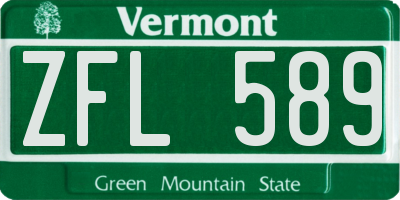 VT license plate ZFL589