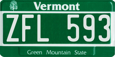 VT license plate ZFL593