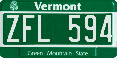 VT license plate ZFL594