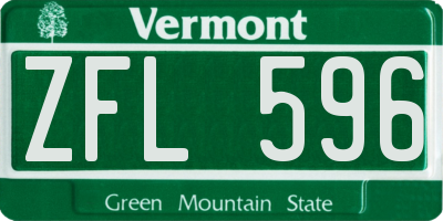 VT license plate ZFL596