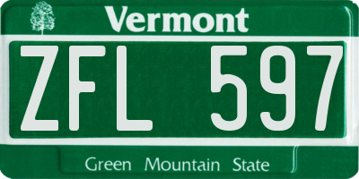 VT license plate ZFL597