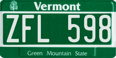 VT license plate ZFL598