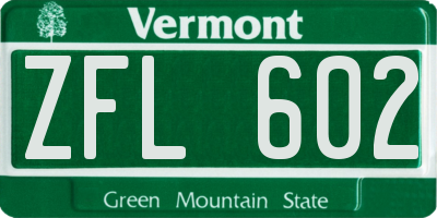 VT license plate ZFL602