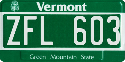 VT license plate ZFL603