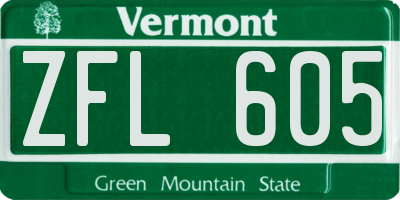 VT license plate ZFL605
