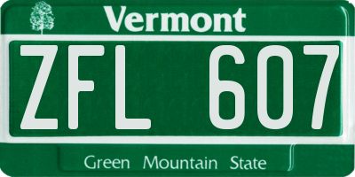VT license plate ZFL607