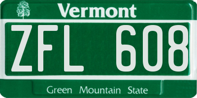 VT license plate ZFL608