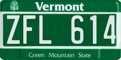 VT license plate ZFL614