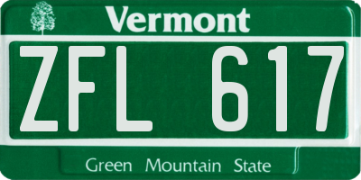 VT license plate ZFL617