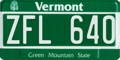 VT license plate ZFL640