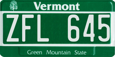 VT license plate ZFL645