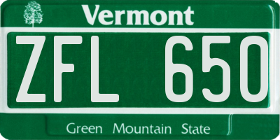 VT license plate ZFL650