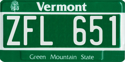 VT license plate ZFL651