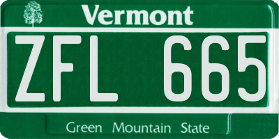 VT license plate ZFL665