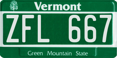 VT license plate ZFL667
