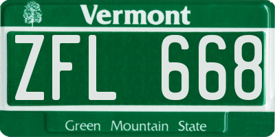 VT license plate ZFL668