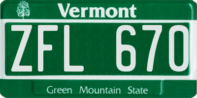 VT license plate ZFL670