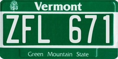 VT license plate ZFL671