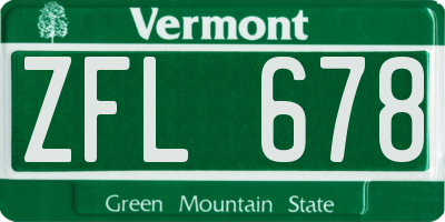 VT license plate ZFL678