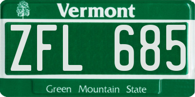 VT license plate ZFL685