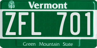 VT license plate ZFL701