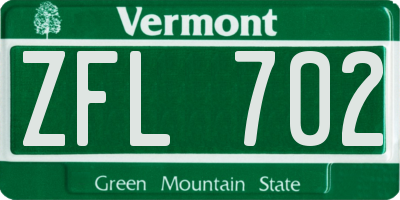VT license plate ZFL702