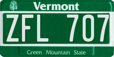 VT license plate ZFL707