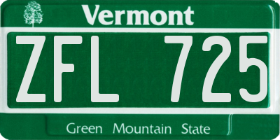 VT license plate ZFL725