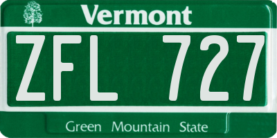 VT license plate ZFL727