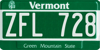 VT license plate ZFL728