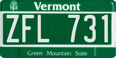 VT license plate ZFL731