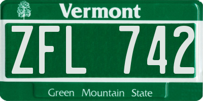 VT license plate ZFL742