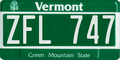 VT license plate ZFL747