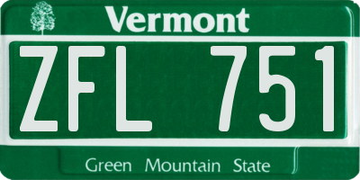 VT license plate ZFL751