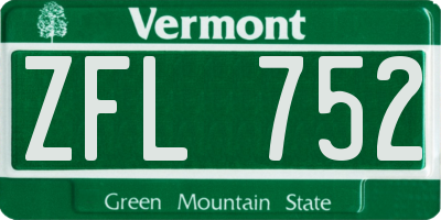 VT license plate ZFL752