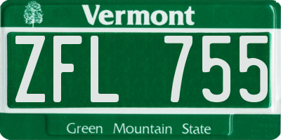 VT license plate ZFL755