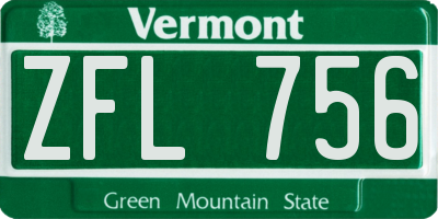 VT license plate ZFL756