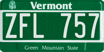 VT license plate ZFL757