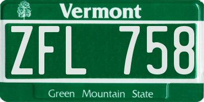 VT license plate ZFL758