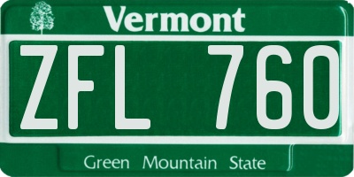 VT license plate ZFL760