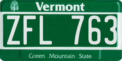 VT license plate ZFL763