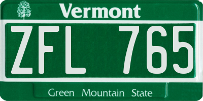 VT license plate ZFL765