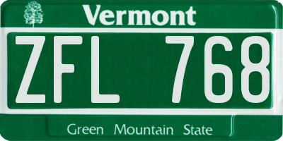 VT license plate ZFL768