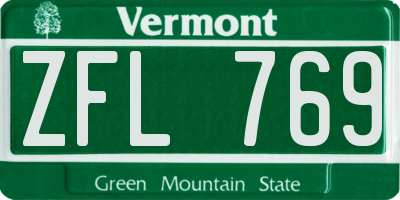 VT license plate ZFL769