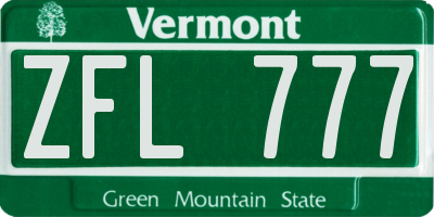 VT license plate ZFL777