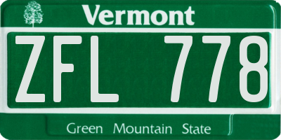 VT license plate ZFL778