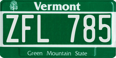 VT license plate ZFL785