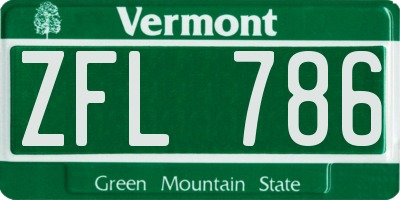 VT license plate ZFL786